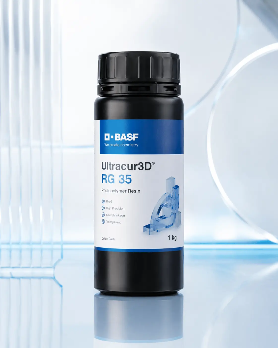 BASF Ultracur3D RG 35 透明光敏樹脂瓶身示意圖